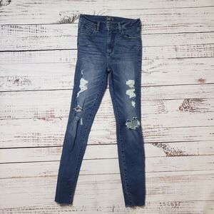 Abercrombie  & Fitch Simone high rise super skinny size 26 distressed raw hem